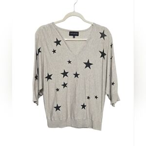 PREMISE Star Sweater Dolman 3/4 Sleeve Sz Large Oatmeal & Black